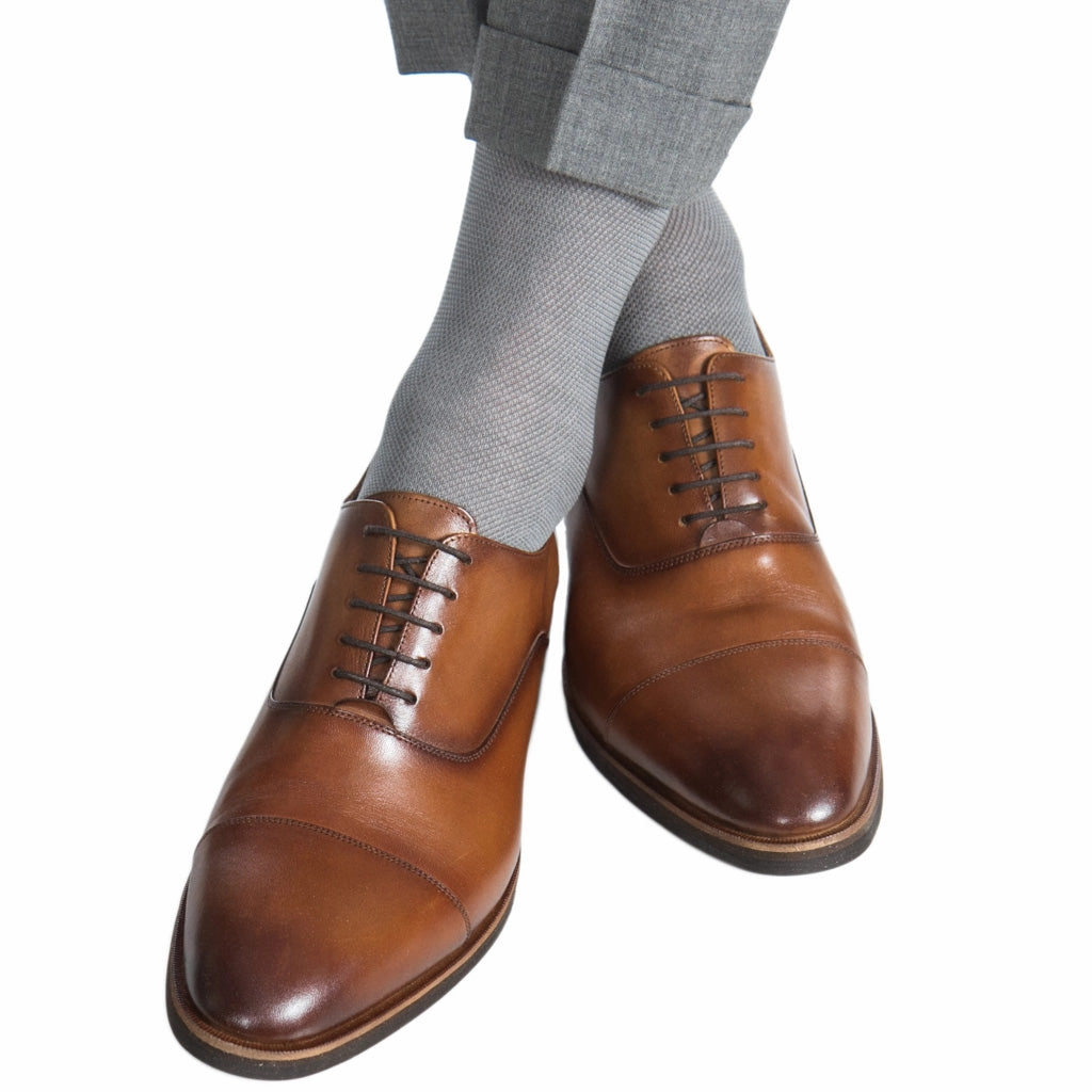 Steel Gray with Ash Nailhead Cotton Sock Linked Toe Mid-Calf