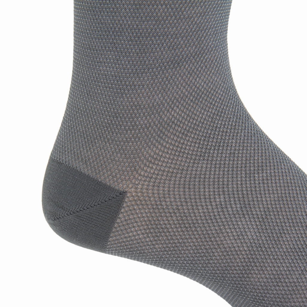 Steel Gray with Ash Nailhead Cotton Sock Linked Toe Mid-Calf