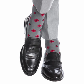 Steel Grey with Black and Red Neats Cotton Sock Linked Toe OTC