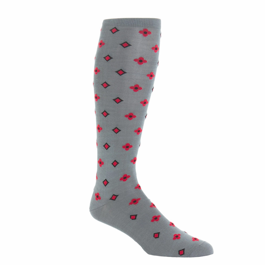 Steel Grey with Black and Red Neats Cotton Sock Linked Toe OTC