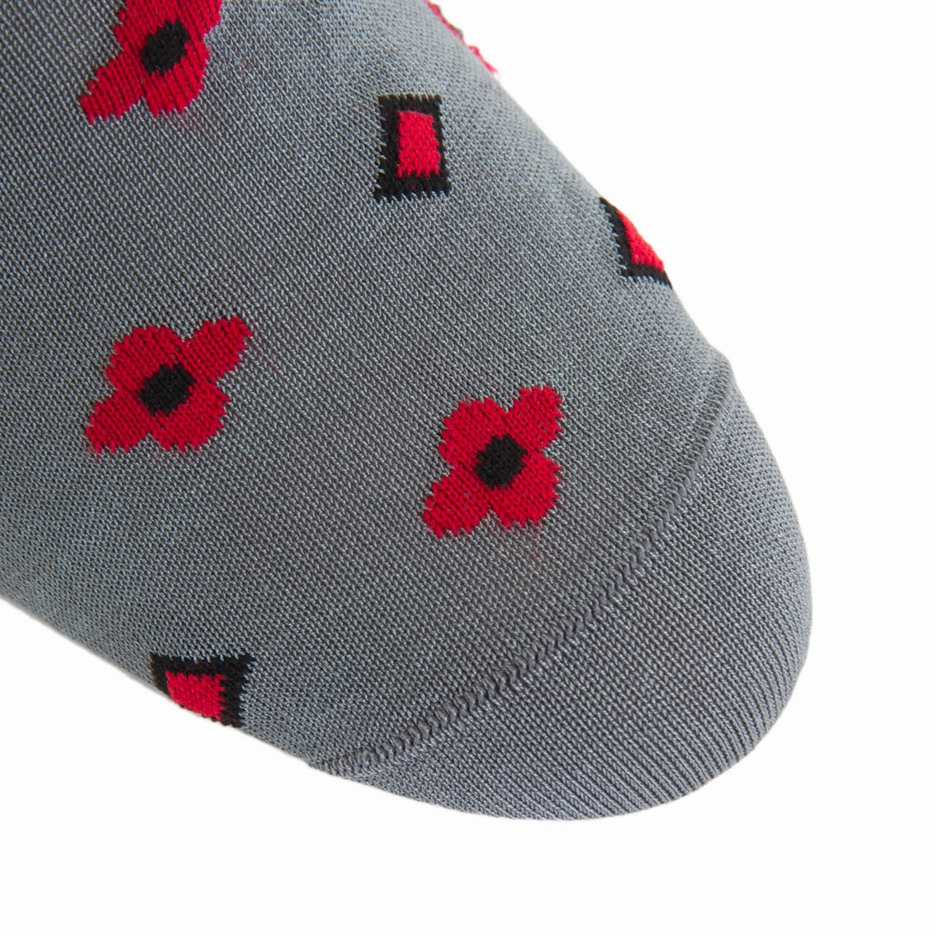 Steel Grey with Black and Red Neats Cotton Sock Linked Toe OTC