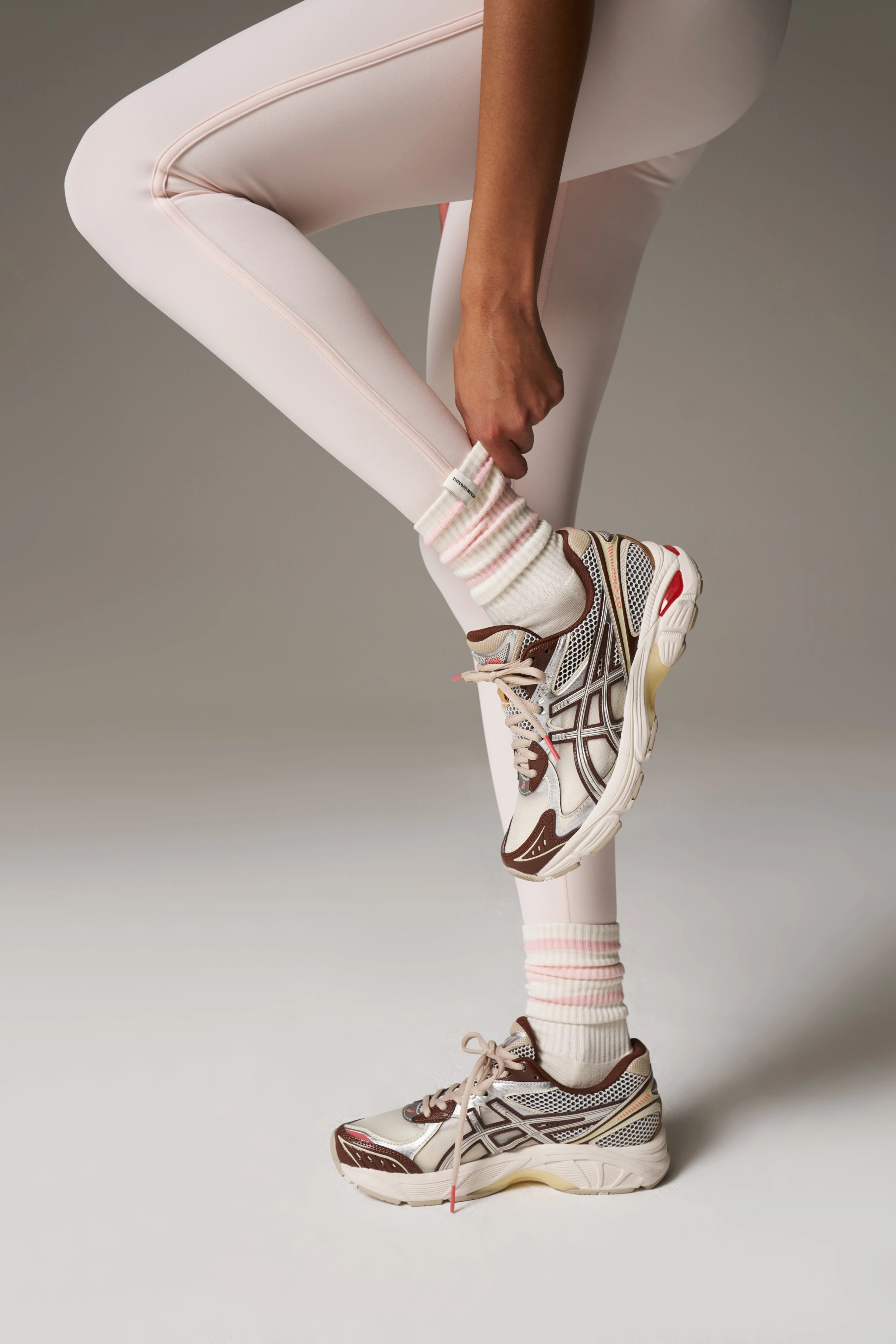 STRIPED BRANDED LABEL SOCK - PINK