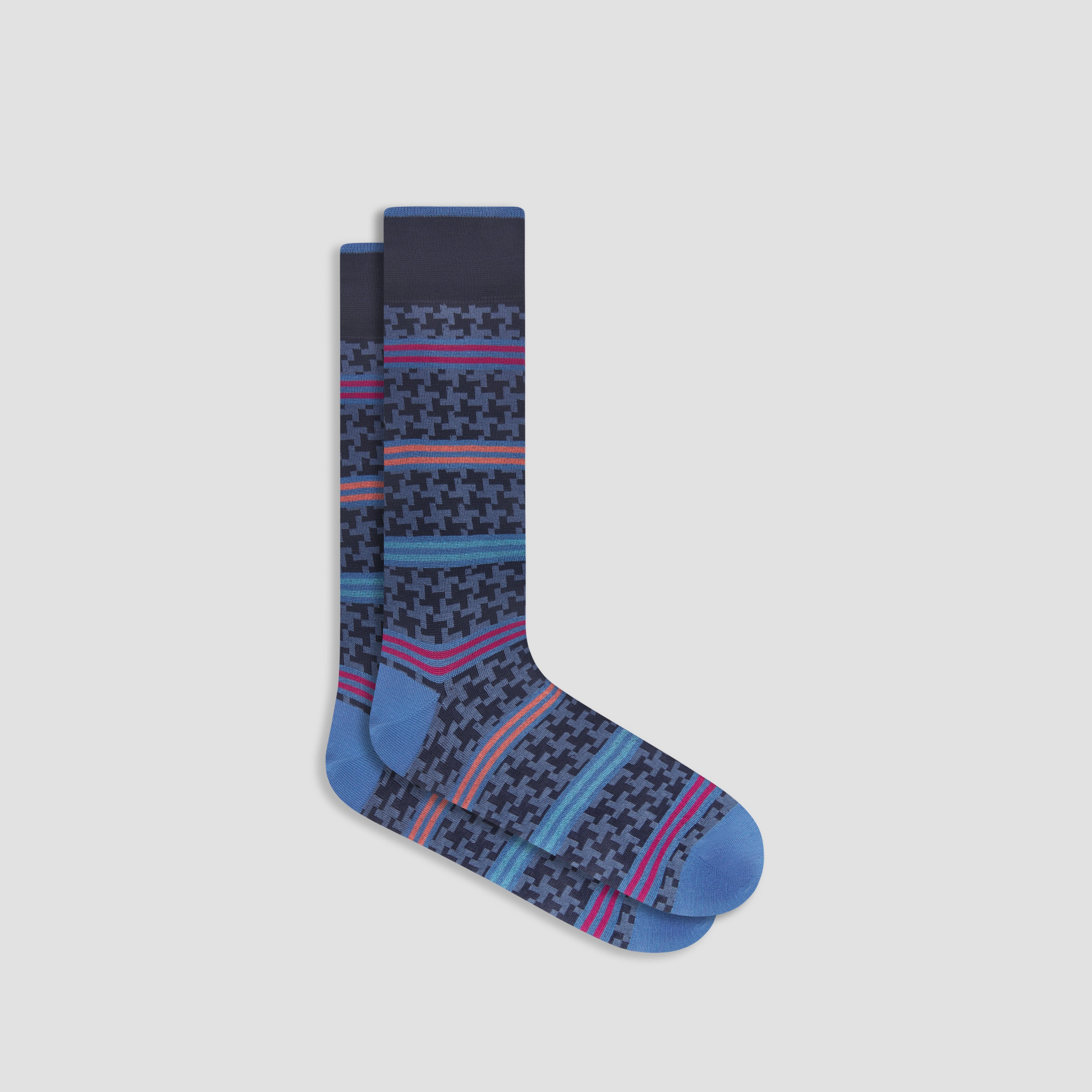 Striped Hound's Tooth Mid-Calf Socks