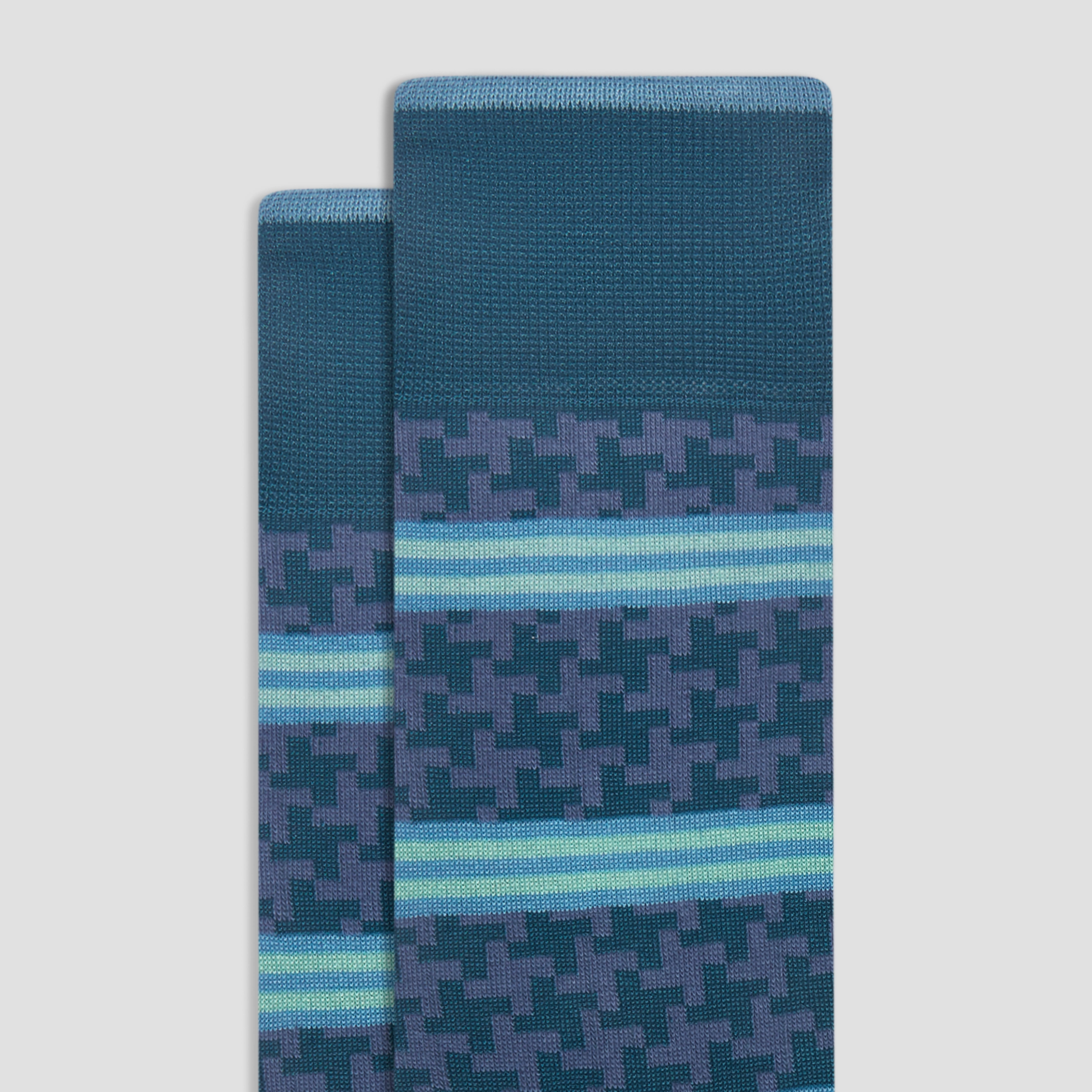 Striped Hound's Tooth Mid-Calf Socks
