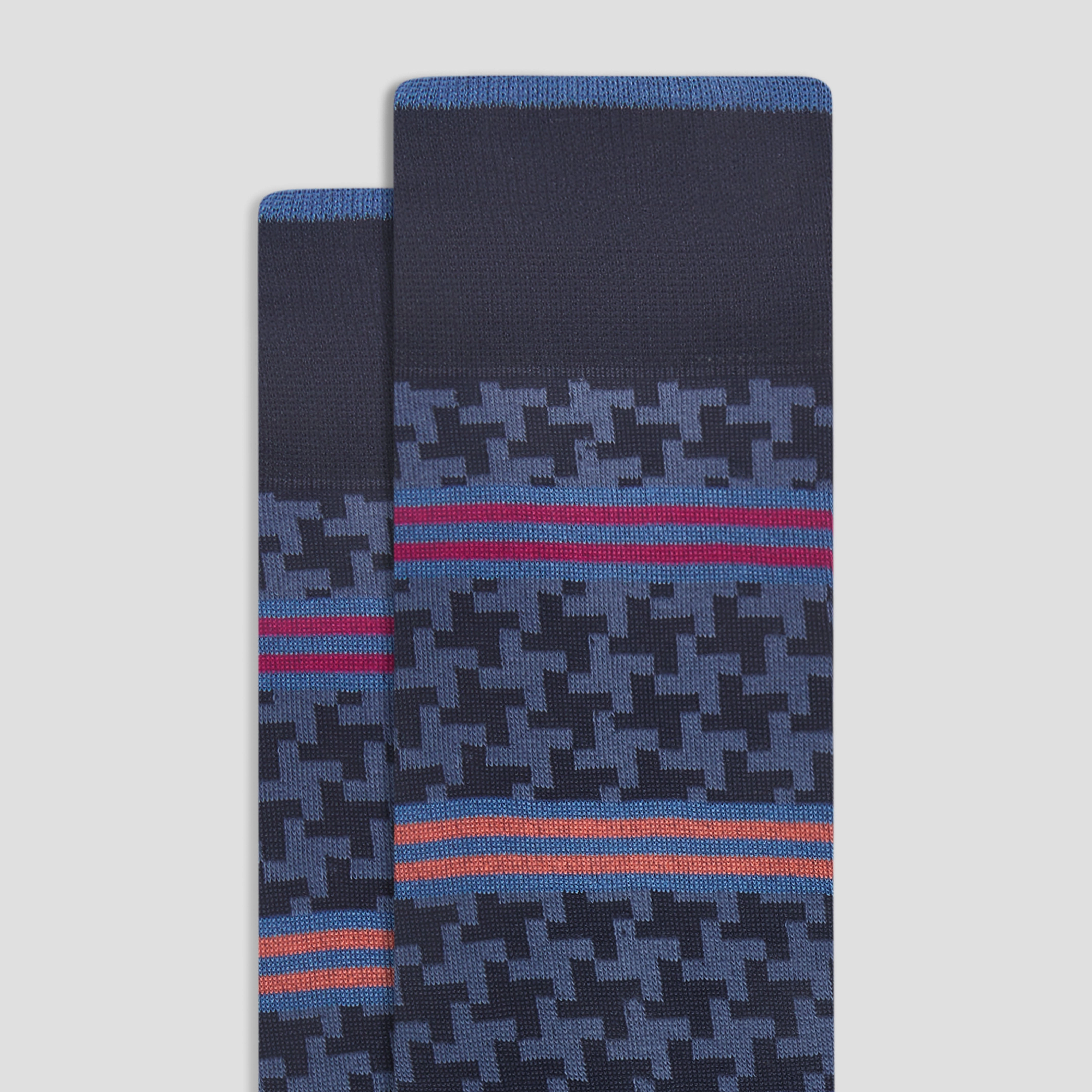 Striped Hound's Tooth Mid-Calf Socks