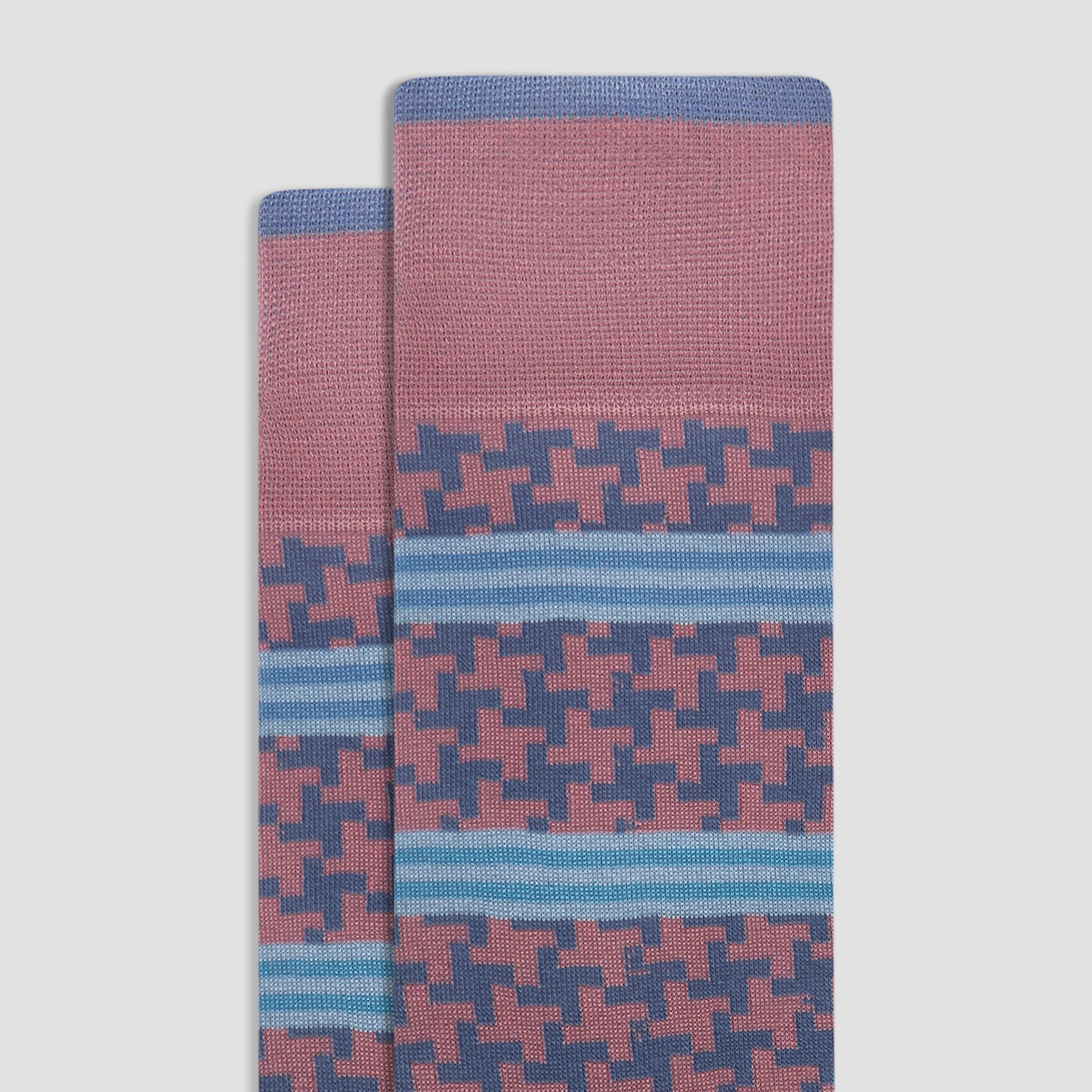 Striped Hound's Tooth Mid-Calf Socks