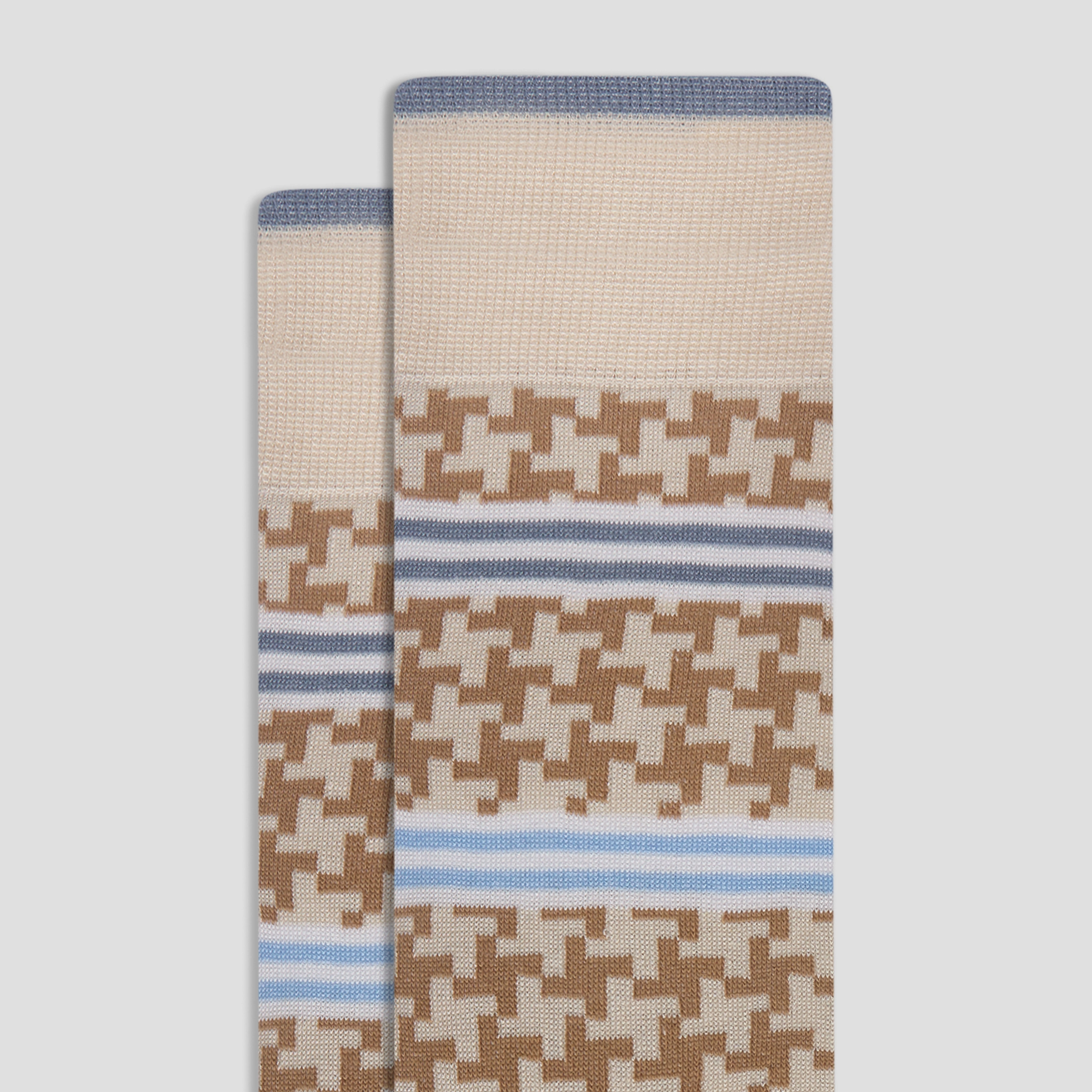Striped Hound's Tooth Mid-Calf Socks