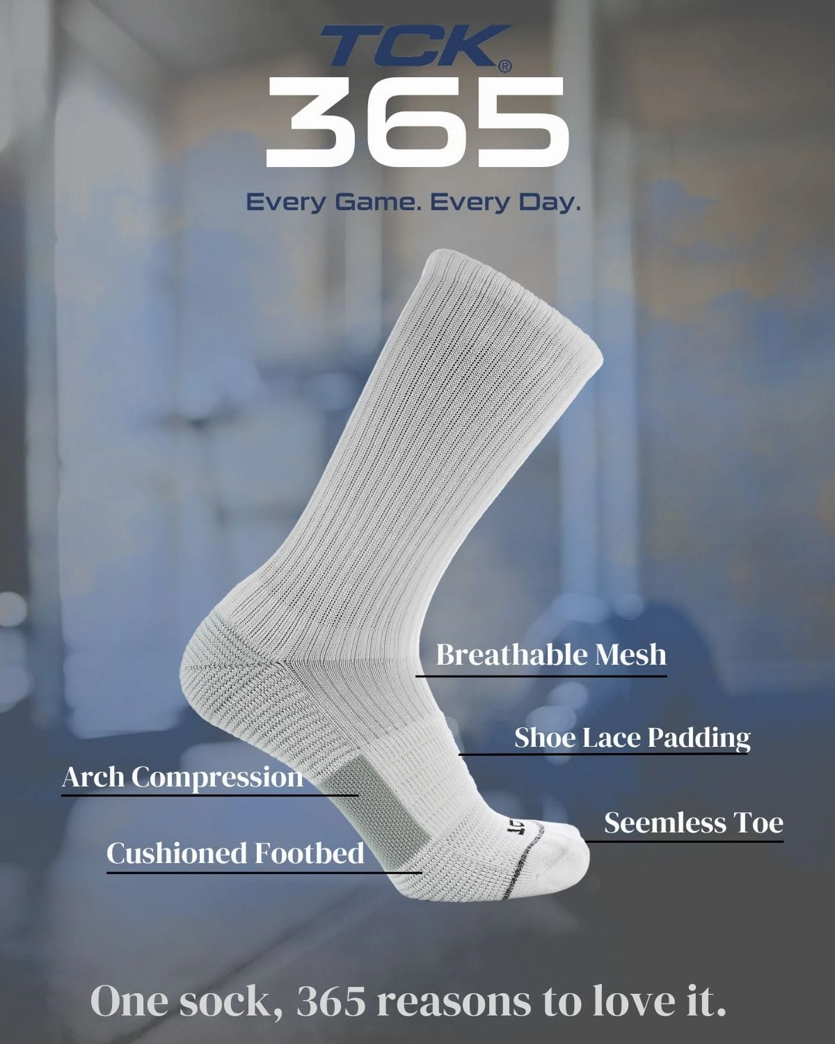 TCK 365 Everyday Athletic Crew Socks - Single Pair
