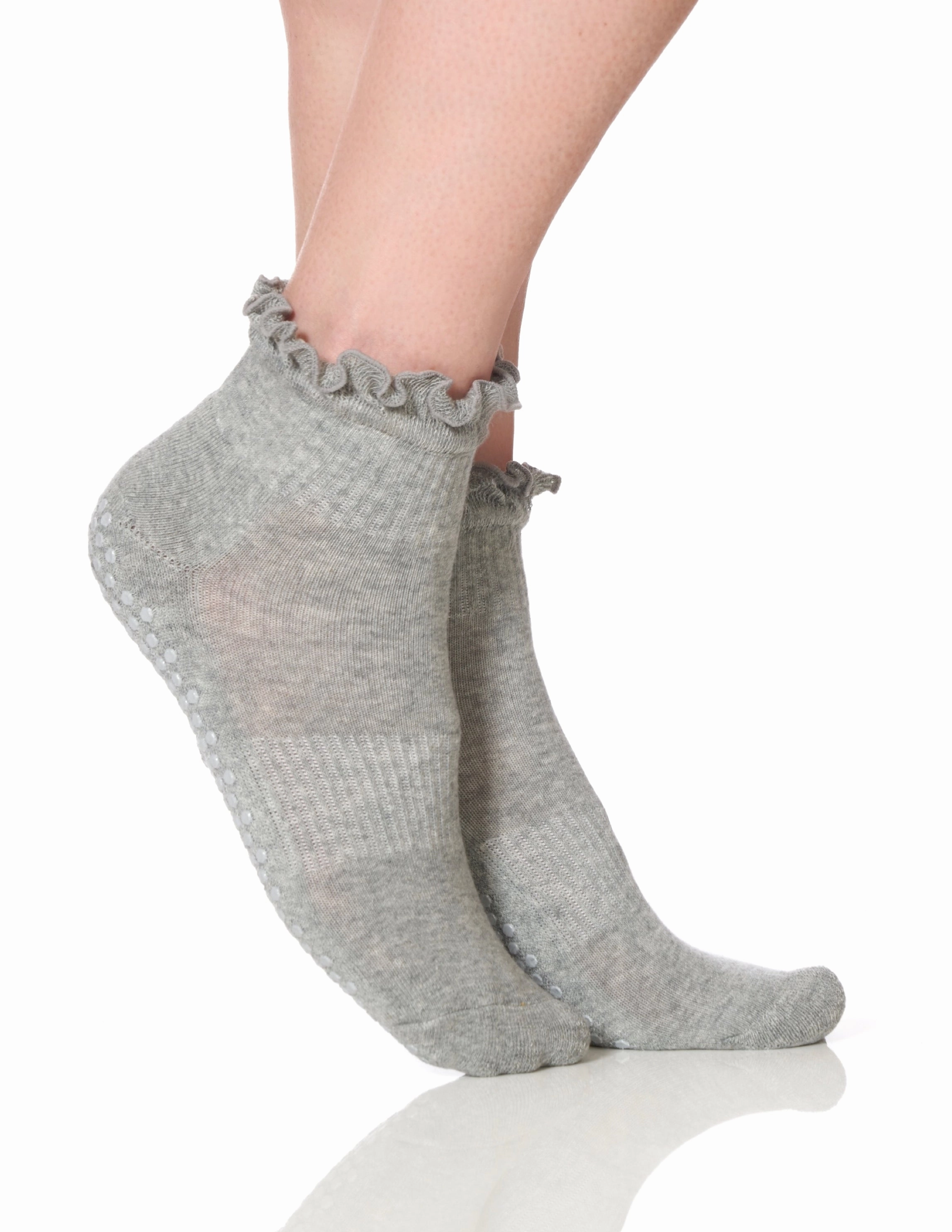 The Ruffle Grip Sock Grey