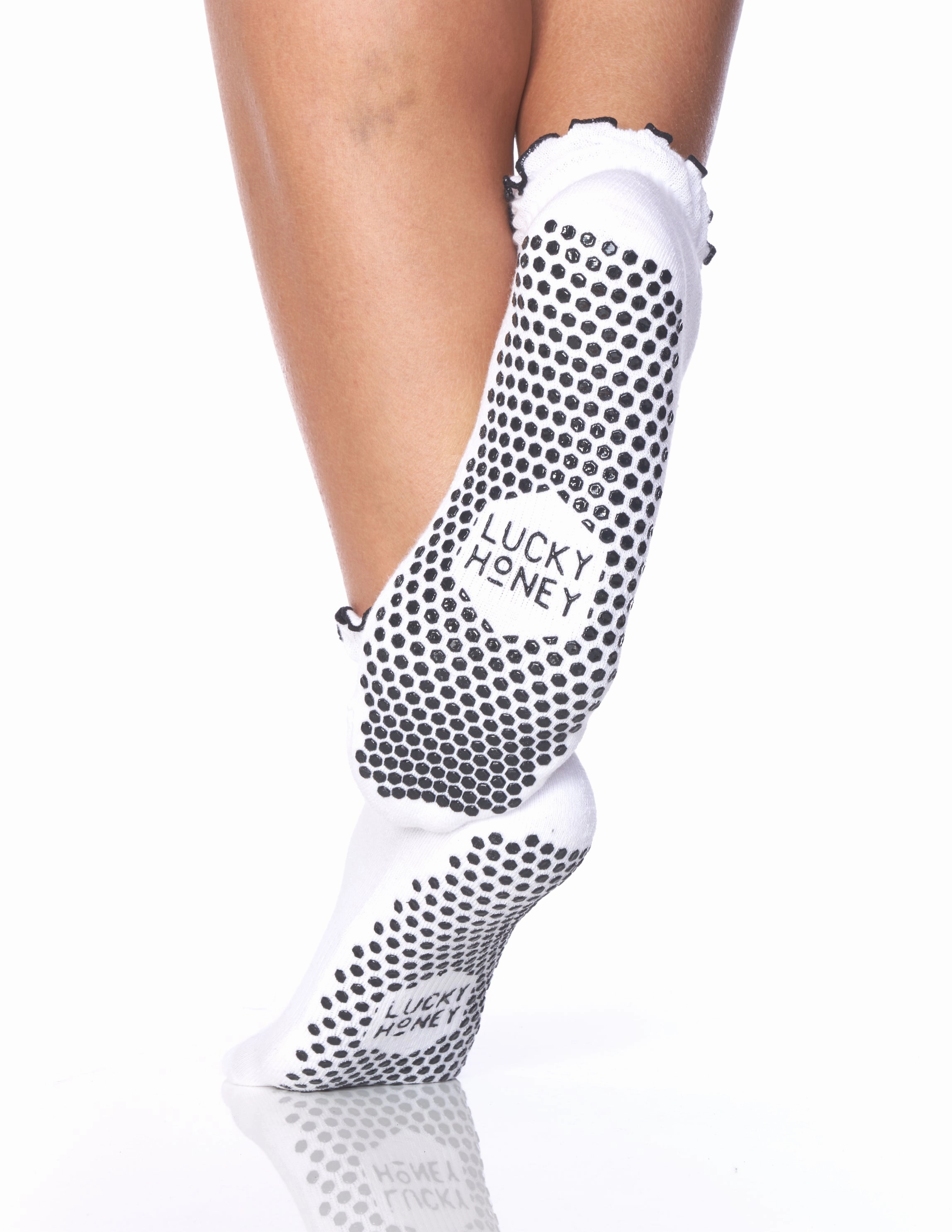 The Ruffle Grip Sock White