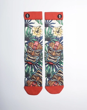 Tiki Tribe Floral Printed Multicolor Crew Socks