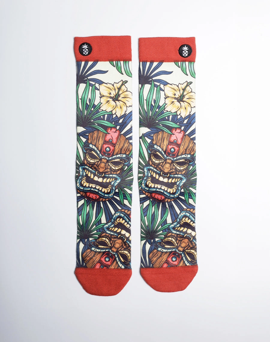 Tiki Tribe Floral Printed Multicolor Crew Socks