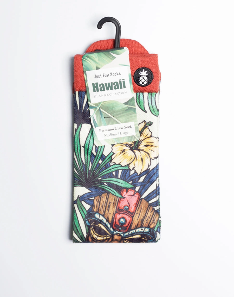 Tiki Tribe Floral Printed Multicolor Crew Socks