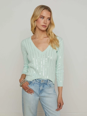 Trinity Sequin Cabled Pullover