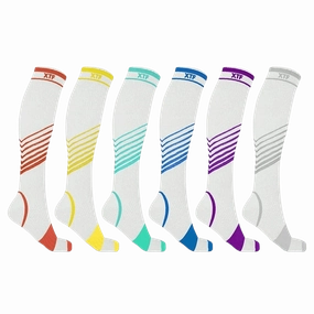 Ultra V-Striped White Edition Knee-High Compression Socks (6-Pairs)