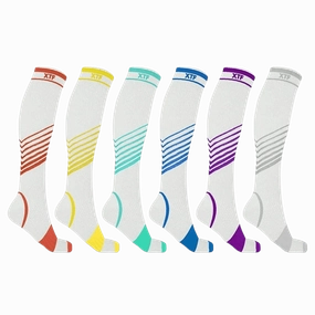 Ultra V-Striped White Edition Knee-High Compression Socks (6-Pairs)