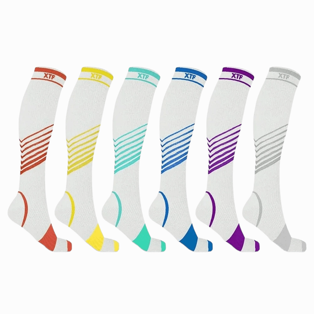 Ultra V-Striped White Edition Knee-High Compression Socks (6-Pairs)