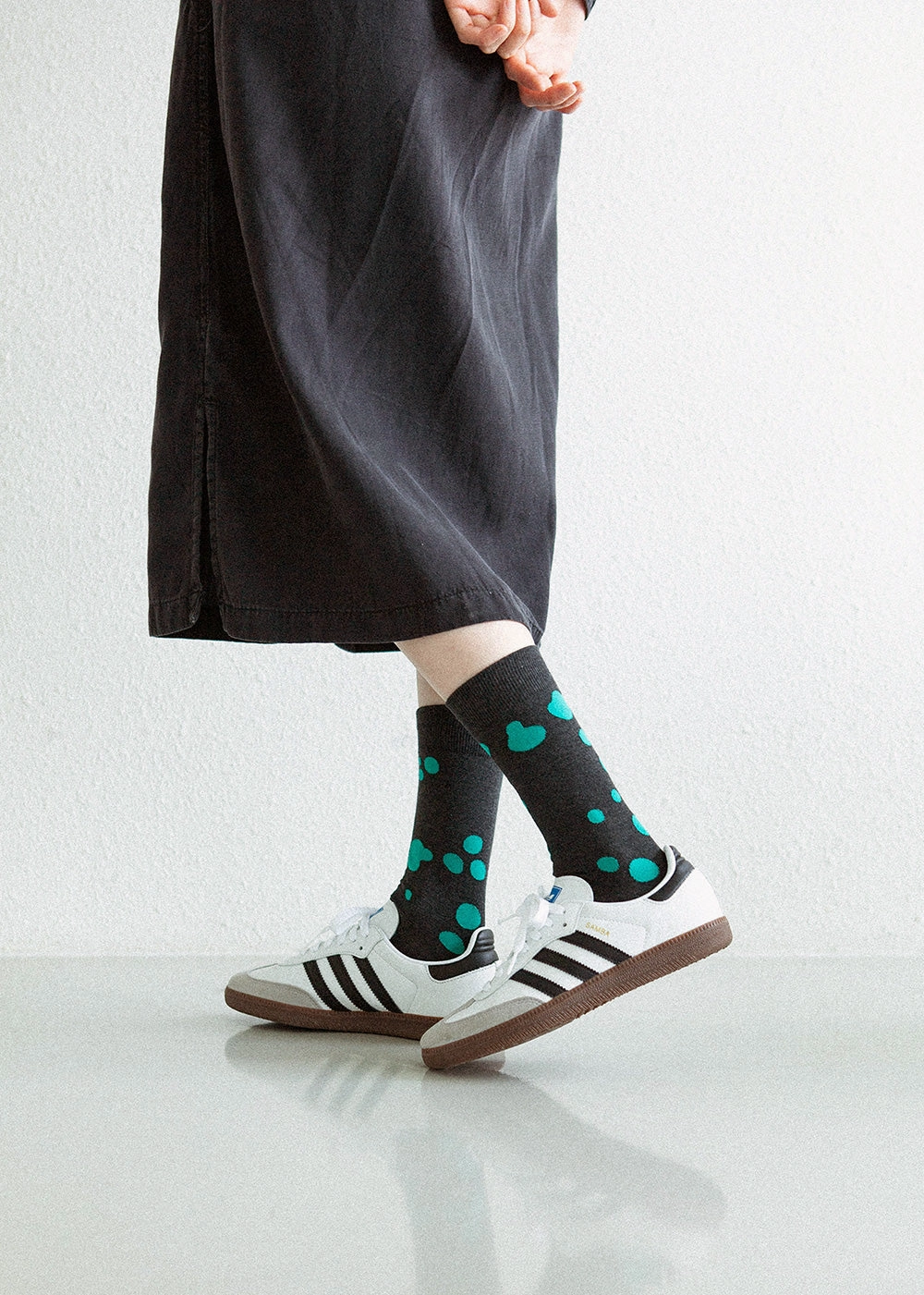 Women's Dalmatian Pattern Socks - Gray & Mint