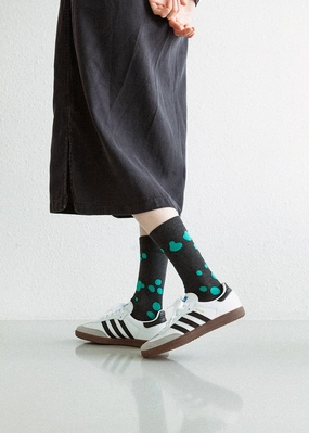 Women's Dalmatian Pattern Socks - Gray & Mint