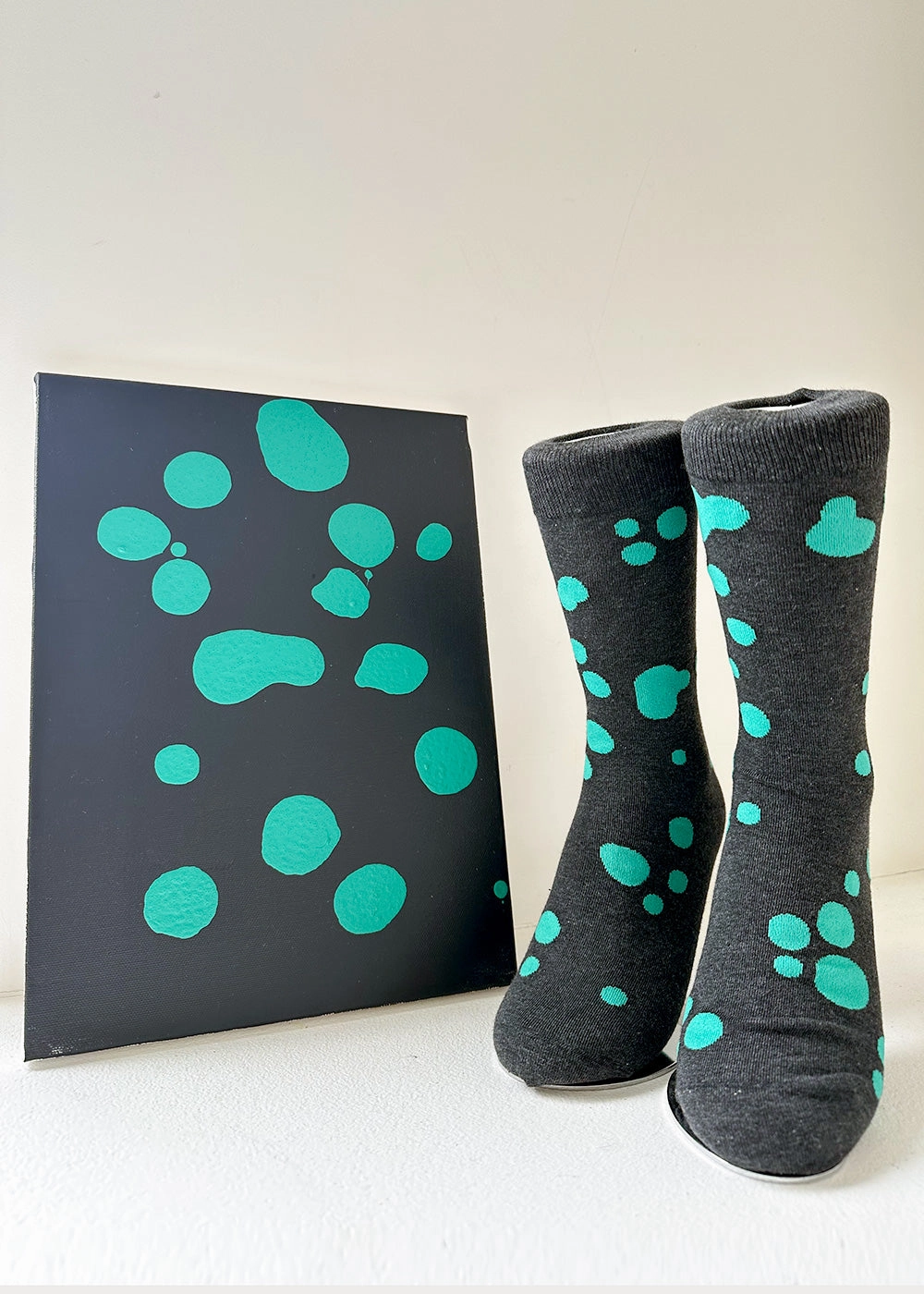 Women's Dalmatian Pattern Socks - Gray & Mint