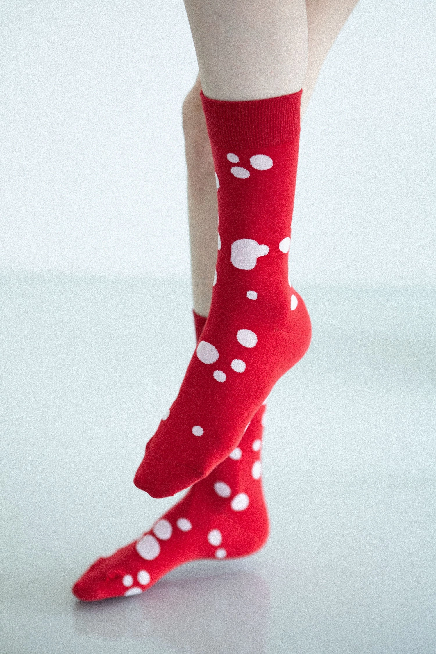 Women's Dalmatian Pattern Socks - Red & White
