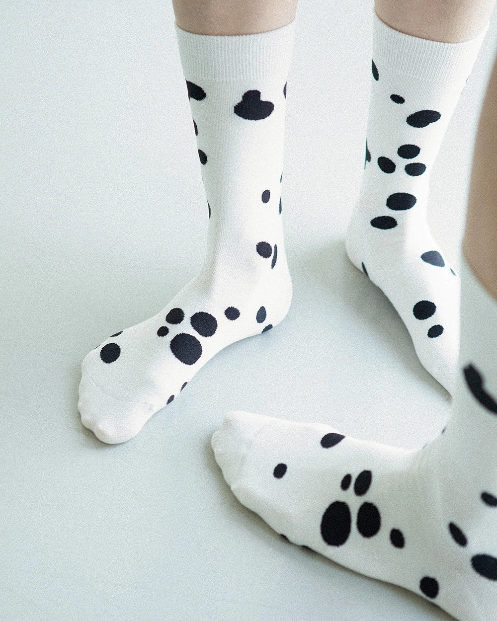 Women's Dalmatian Pattern Socks - White & Black