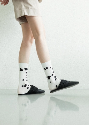 Women's Dalmatian Pattern Socks - White & Black