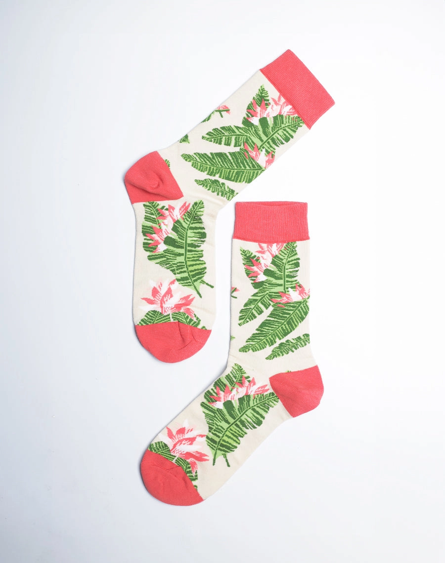 Women's Ginger Palm Breeze Tropical Crew Socks