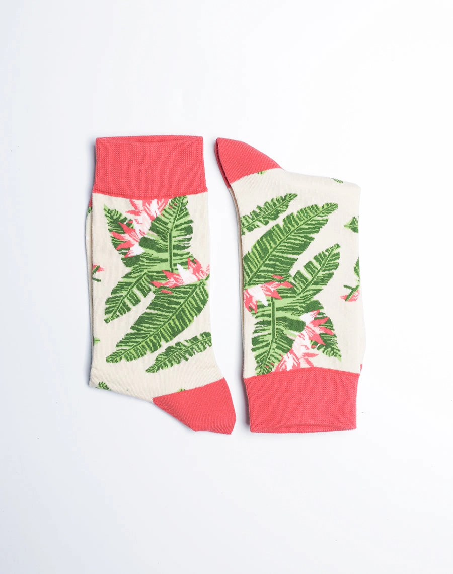 Women's Ginger Palm Breeze Tropical Crew Socks