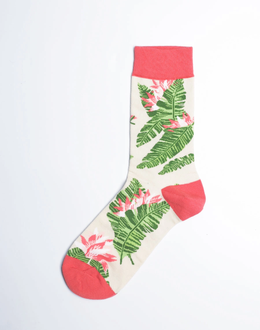 Women's Ginger Palm Breeze Tropical Crew Socks