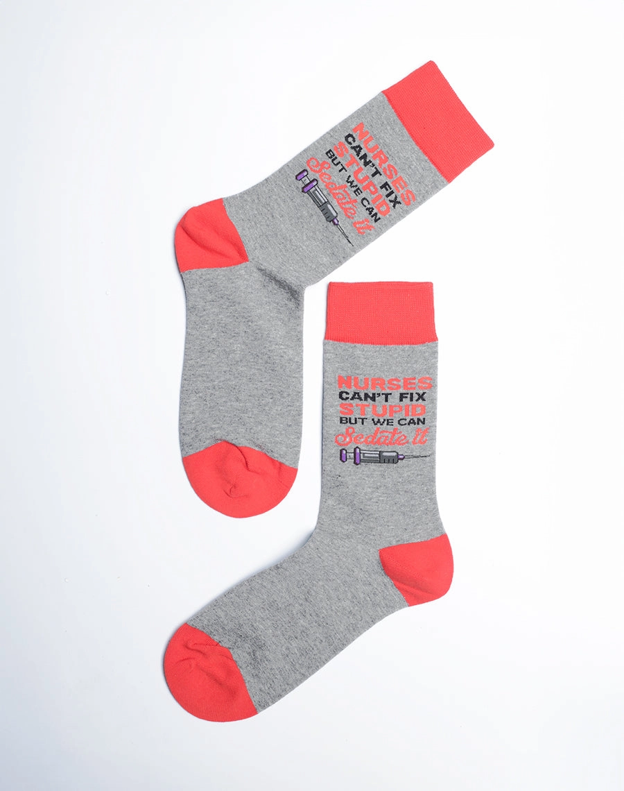 Women's Nurses Can't Fix Stupid Funny Crew Socks