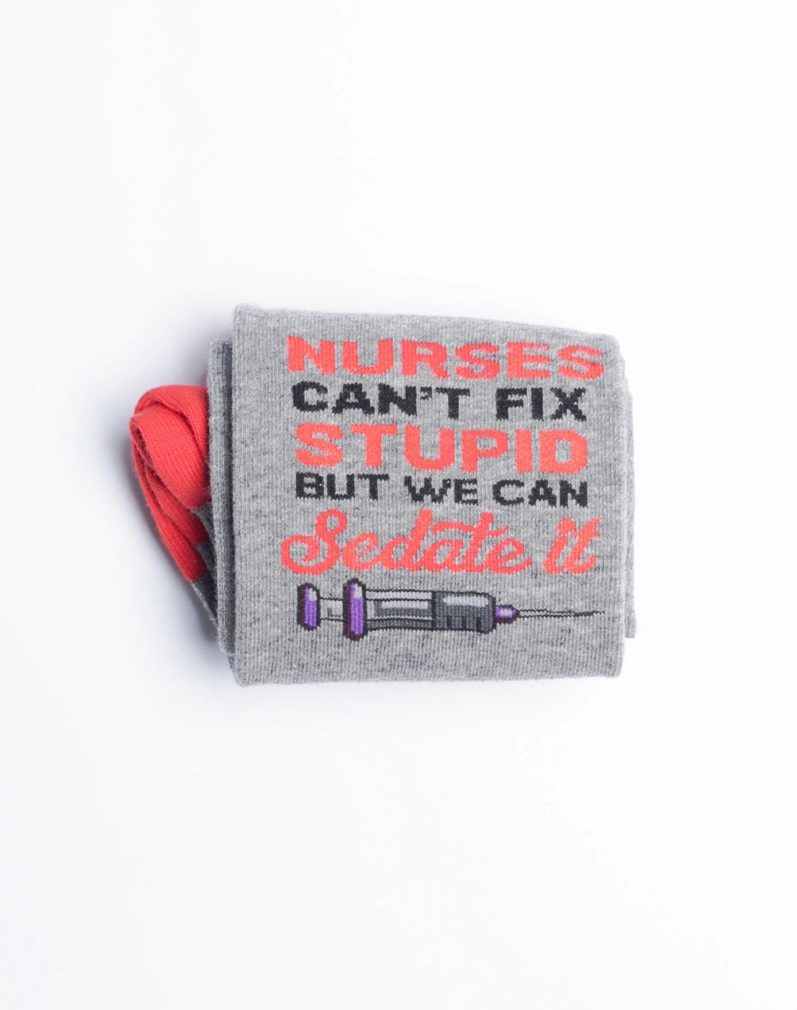 Women's Nurses Can't Fix Stupid Funny Crew Socks