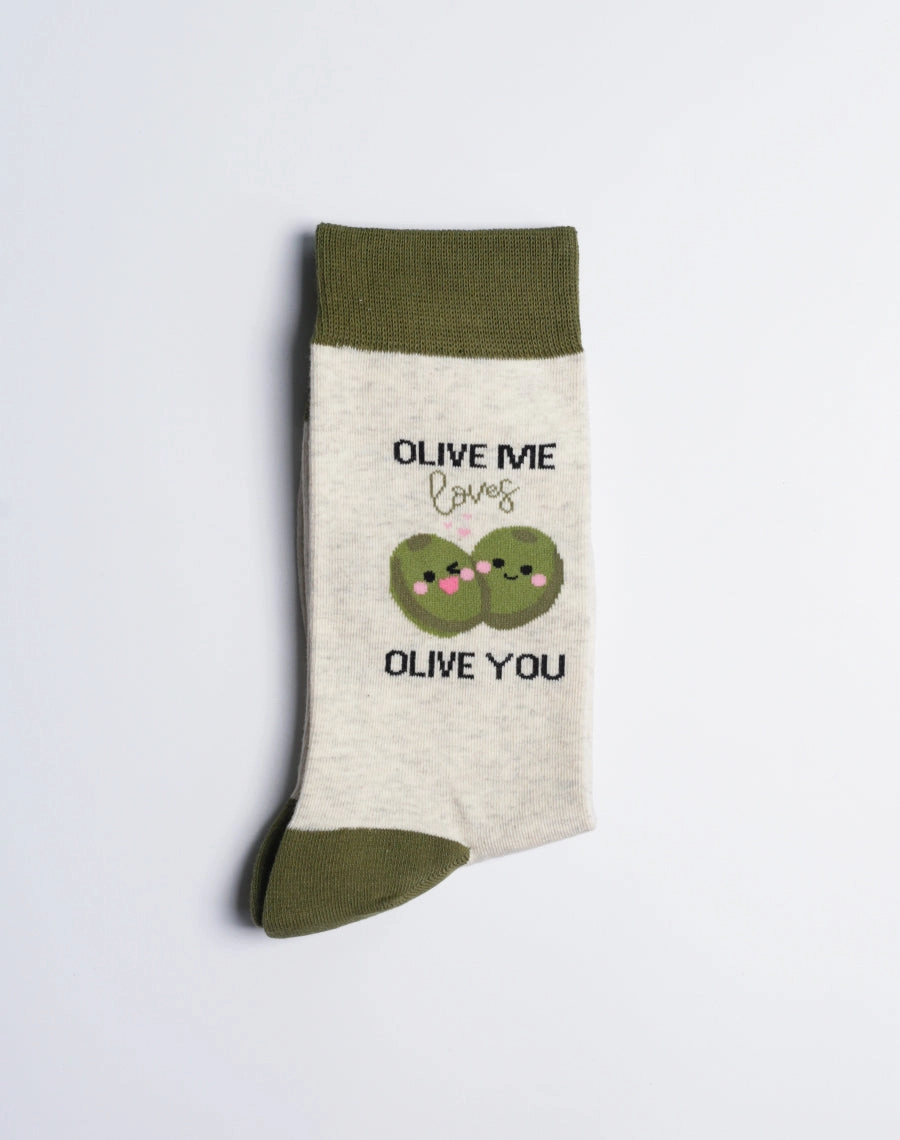 Women's Olive Me Loves Olive You Crew Socks